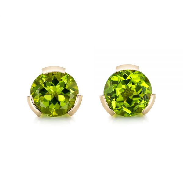 18k Yellow Gold 18k Yellow Gold Custom Peridot Earrings - Three-Quarter View -  102122