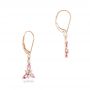 18k Rose Gold 18k Rose Gold Custom Pink Sapphire And Diamond Flower Earrings - Front View -  102733 - Thumbnail