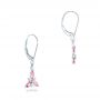 14k White Gold 14k White Gold Custom Pink Sapphire And Diamond Flower Earrings - Front View -  102733 - Thumbnail