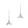  Platinum Platinum Custom Pink Sapphire And Diamond Flower Earrings - Three-Quarter View -  102733 - Thumbnail