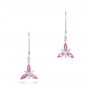 14k White Gold Custom Pink Sapphire And Diamond Flower Earrings