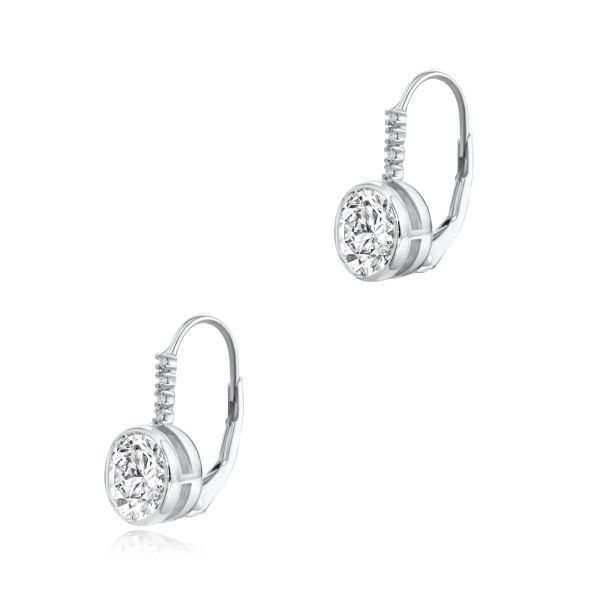 Custom Round Bezel Diamond Earrings - Image