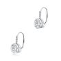 14k White Gold Custom Round Bezel Diamond Earrings - Three-Quarter View -  107879 - Thumbnail