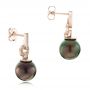 14k Rose Gold 14k Rose Gold Custom Tahitian Pearl And Diamond Earrings - Front View -  102083 - Thumbnail