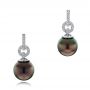 14k White Gold Custom Tahitian Pearl And Diamond Earrings - Three-Quarter View -  102083 - Thumbnail