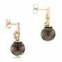 18k Yellow Gold 18k Yellow Gold Custom Tahitian Pearl And Diamond Earrings - Front View -  102083 - Thumbnail