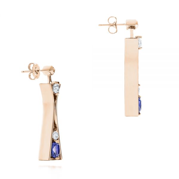 18k Rose Gold 18k Rose Gold Custom Tanzanite And Diamond Earrings - Front View - 103984
