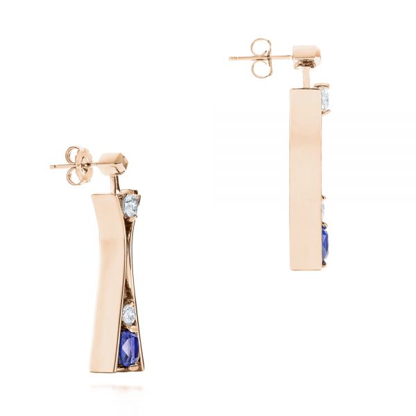 14k Rose Gold 14k Rose Gold Custom Tanzanite And Diamond Earrings - Front View -  103984