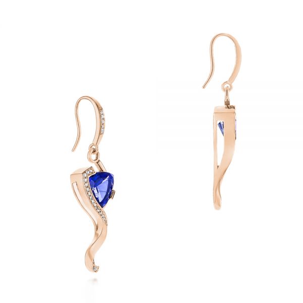 18k Rose Gold 18k Rose Gold Custom Tanzanite And Diamond Earrings - Front View -  104182