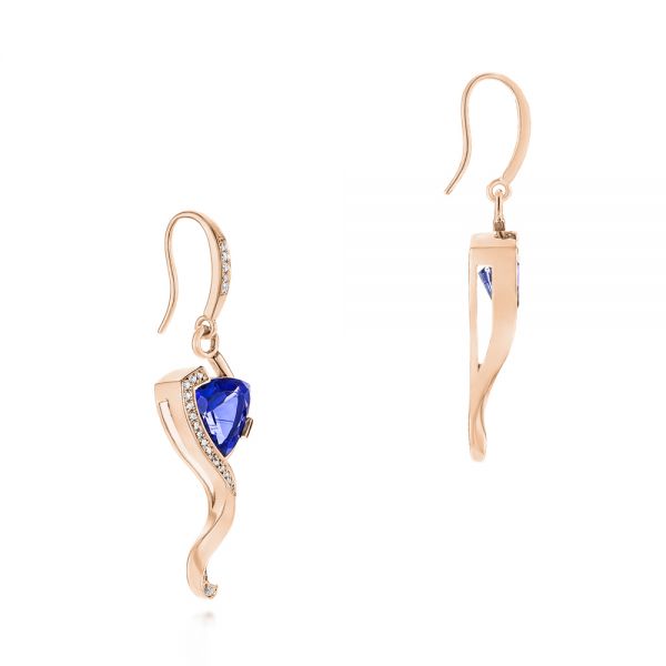 18k Rose Gold 18k Rose Gold Custom Tanzanite And Diamond Earrings - Front View - 104182