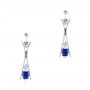 14k White Gold Custom Tanzanite And Diamond Earrings - Three-Quarter View -  103984 - Thumbnail