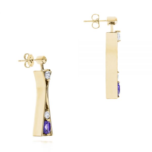 14k Yellow Gold 14k Yellow Gold Custom Tanzanite And Diamond Earrings - Front View - 103984