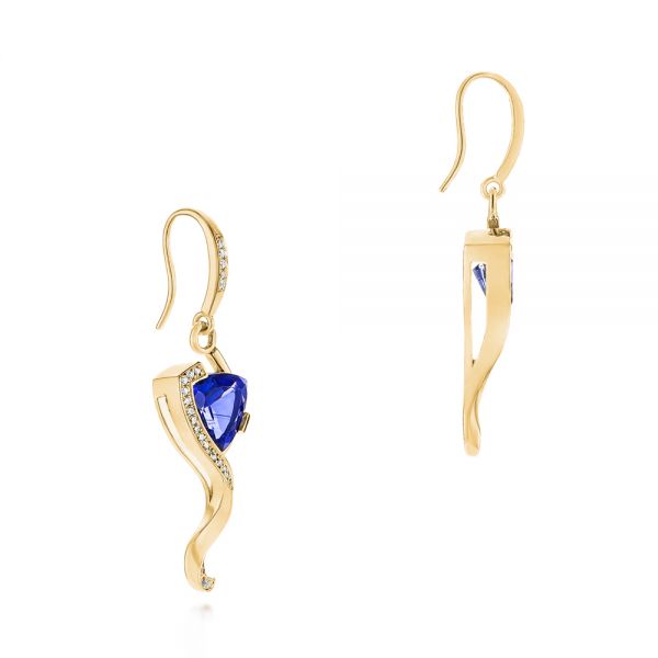 18k Yellow Gold 18k Yellow Gold Custom Tanzanite And Diamond Earrings - Front View - 104182