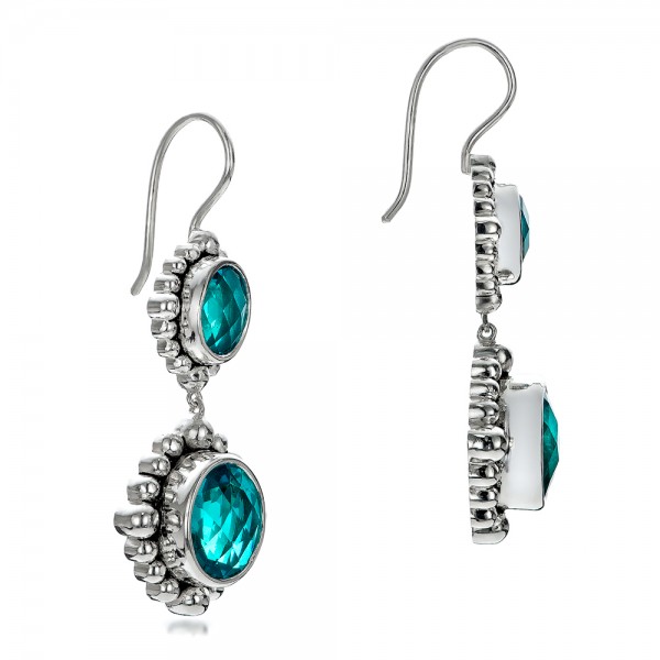 Custom Topaz And Silver Earrings - Flat View -  100856