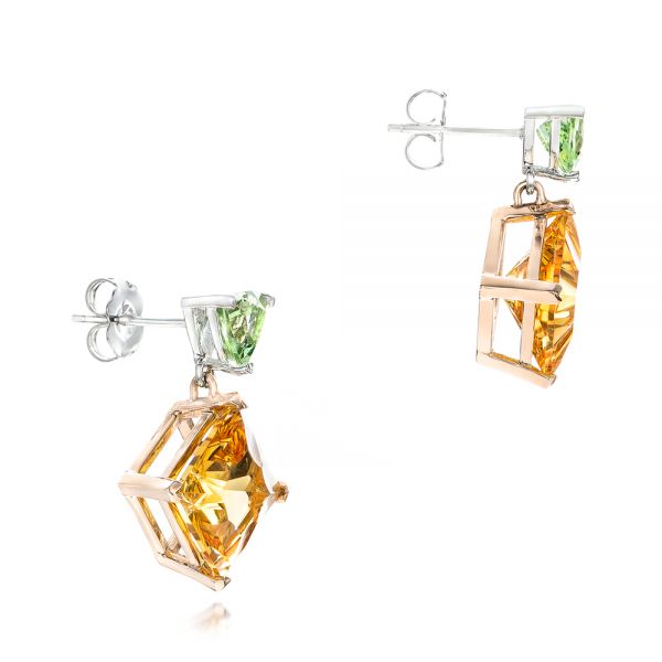 14k Rose Gold And Platinum 14k Rose Gold And Platinum Custom Two-tone Citrine And Garnet Earrings - Front View -  102103