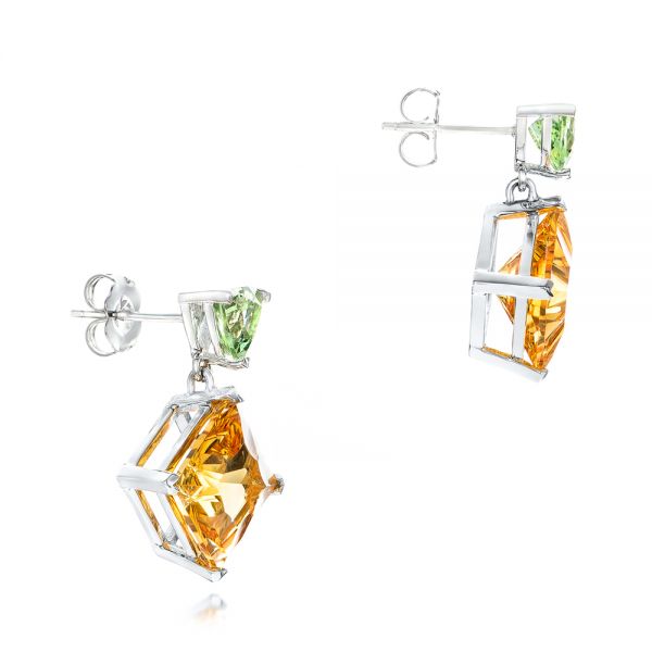 14k White Gold And 18K Gold 14k White Gold And 18K Gold Custom Two-tone Citrine And Garnet Earrings - Front View -  102103