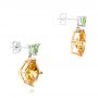 14k Yellow Gold And 14K Gold Custom Two-tone Citrine And Garnet Earrings - Front View -  102103 - Thumbnail