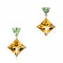 14k Yellow Gold And 14K Gold Custom Two-tone Citrine And Garnet Earrings - Three-Quarter View -  102103 - Thumbnail