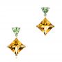 14k Yellow Gold And 14K Gold Custom Two-tone Citrine And Garnet Earrings - Three-Quarter View -  102103 - Thumbnail