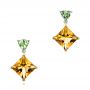 14k Yellow Gold And Platinum 14k Yellow Gold And Platinum Custom Two-tone Citrine And Garnet Earrings - Three-Quarter View -  102103 - Thumbnail