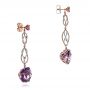 14k Rose Gold And 14K Gold Custom Two-tone Amethyst Drop Earrings - Front View -  102212 - Thumbnail