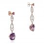 14k Rose Gold And 18K Gold 14k Rose Gold And 18K Gold Custom Two-tone Amethyst Drop Earrings - Front View -  102212 - Thumbnail