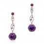 14k Rose Gold And 14K Gold Custom Two-tone Amethyst Drop Earrings - Three-Quarter View -  102212 - Thumbnail