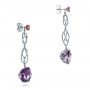  Platinum And 14K Gold Platinum And 14K Gold Custom Two-tone Amethyst Drop Earrings - Front View -  102212 - Thumbnail