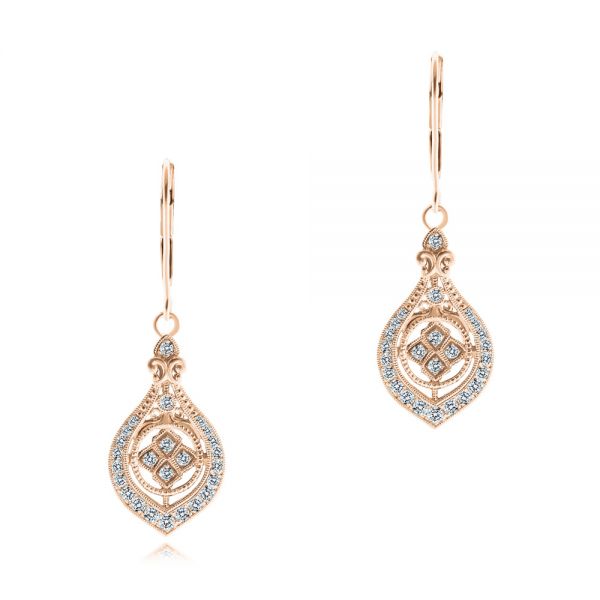 Custom Vintage Inspired Diamond Earrings - Image