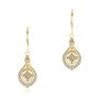 18k Yellow Gold Custom Vintage Inspired Diamond Earrings