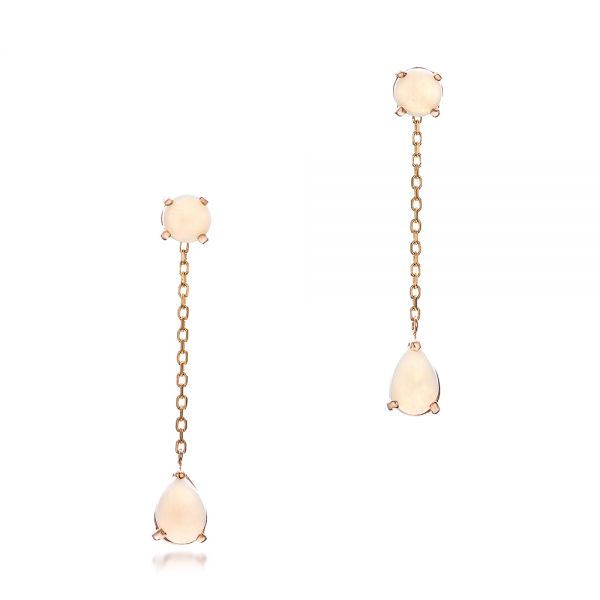 Custom White Opal and Rose Gold Earrings - Image