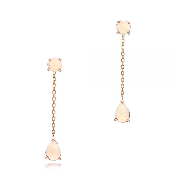 Custom White Opal and Rose Gold Earrings - Image