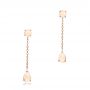 14k Rose Gold Custom White Opal Earrings - Three-Quarter View -  101727 - Thumbnail
