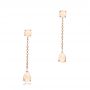 14k Rose Gold Custom White Opal Earrings - Three-Quarter View -  101727 - Thumbnail