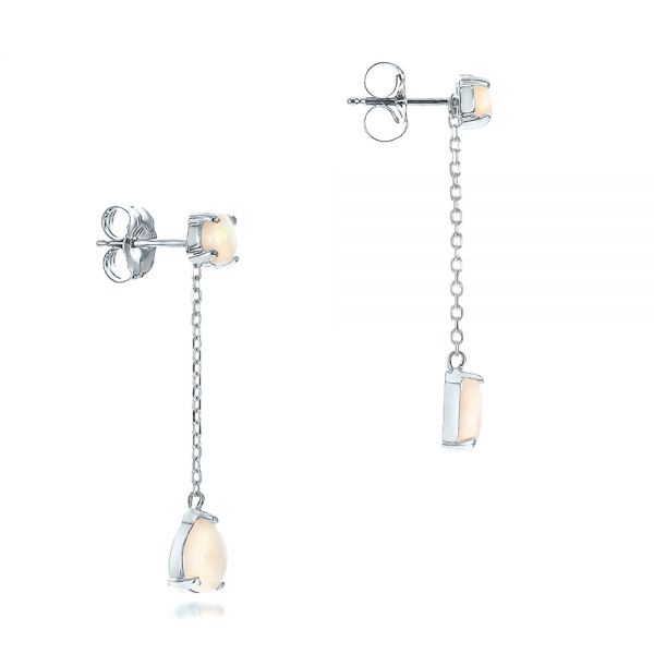 14k White Gold 14k White Gold Custom White Opal Earrings - Front View - 101727
