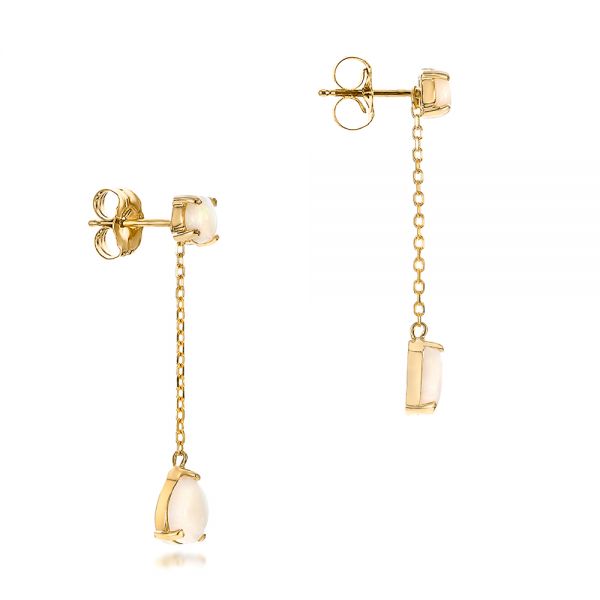 14k Yellow Gold 14k Yellow Gold Custom White Opal Earrings - Front View - 101727