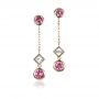 18k Rose Gold Custom White And Pink Sapphire Earrings - Three-Quarter View -  1310 - Thumbnail