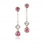 14k Rose Gold 14k Rose Gold Custom White And Pink Sapphire Earrings - Three-Quarter View -  1310 - Thumbnail