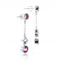 14k White Gold 14k White Gold Custom White And Pink Sapphire Earrings - Front View -  1310 - Thumbnail