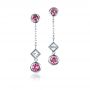  Platinum Platinum Custom White And Pink Sapphire Earrings - Three-Quarter View -  1310 - Thumbnail