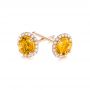 14k Rose Gold 14k Rose Gold Custom Yellow Sapphire And Diamond Stud Earrings - Front View -  103388 - Thumbnail