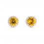 14k Rose Gold 14k Rose Gold Custom Yellow Sapphire And Diamond Stud Earrings - Three-Quarter View -  103388 - Thumbnail