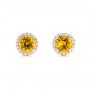 18k Rose Gold 18k Rose Gold Custom Yellow Sapphire And Diamond Stud Earrings - Three-Quarter View -  103388 - Thumbnail