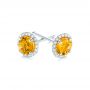 18k White Gold 18k White Gold Custom Yellow Sapphire And Diamond Stud Earrings - Front View -  103388 - Thumbnail