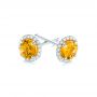  Platinum Platinum Custom Yellow Sapphire And Diamond Stud Earrings - Front View -  103388 - Thumbnail