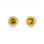 18k White Gold 18k White Gold Custom Yellow Sapphire And Diamond Stud Earrings - Three-Quarter View -  103388 - Thumbnail
