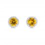 14k White Gold 14k White Gold Custom Yellow Sapphire And Diamond Stud Earrings - Three-Quarter View -  103388 - Thumbnail