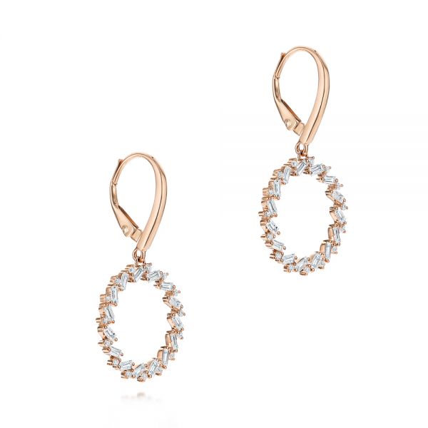 18k Rose Gold 18k Rose Gold Dangle Diamond Earrings - Front View -  106309