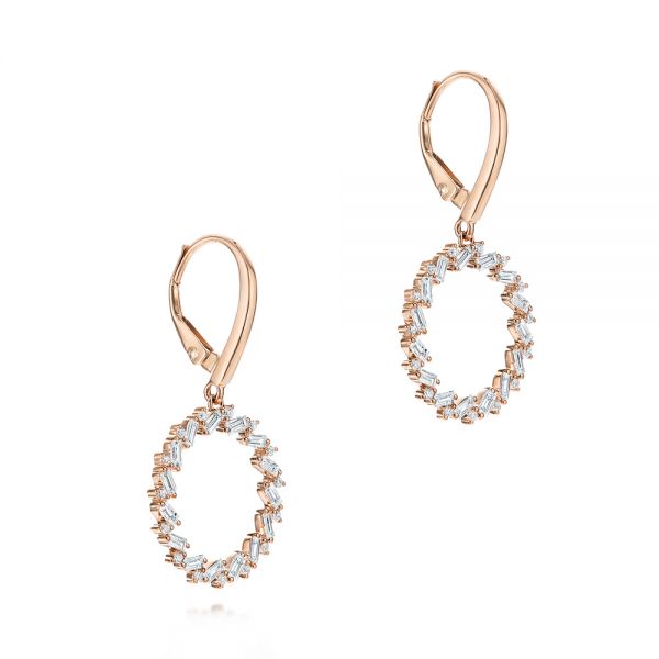 18k Rose Gold 18k Rose Gold Dangle Diamond Earrings - Front View - 106309