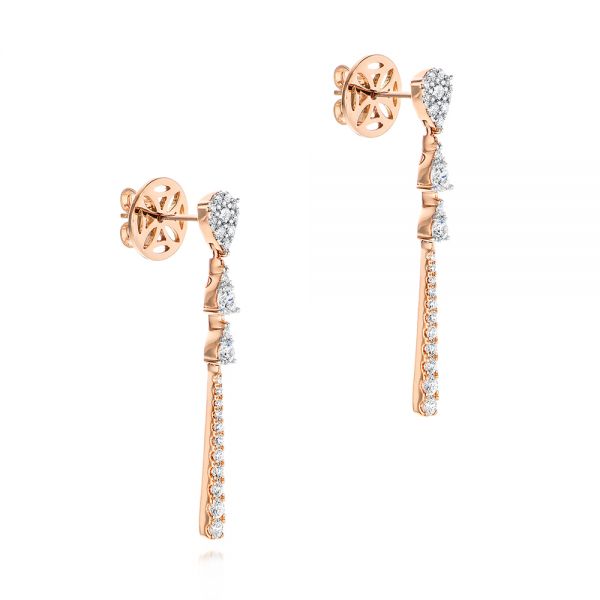 18k Rose Gold Dangle Diamond Earrings - Front View -  106326